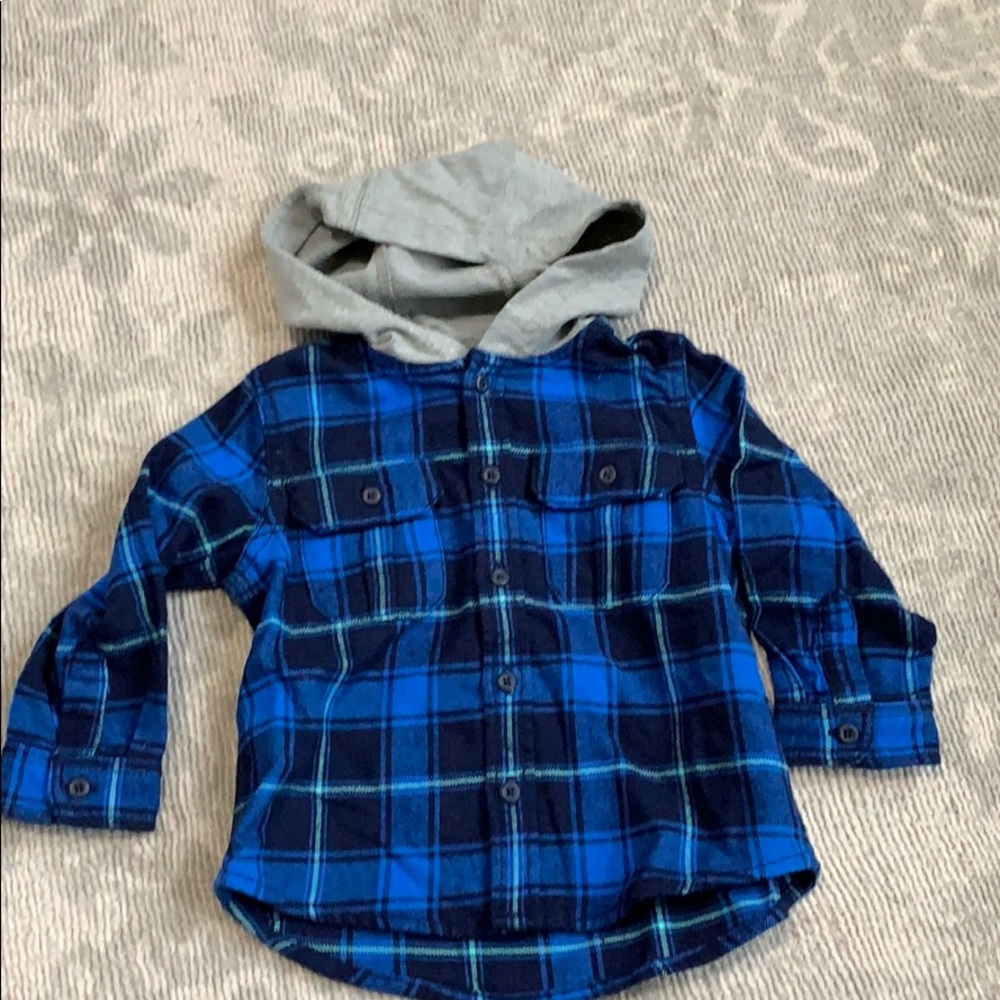 Gymboree baby plaid shirt with hoodie